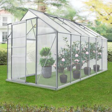 Serre de jardin Oisterwijk à porte coulissante en polycarbonate 7,03 m² [en.casa]