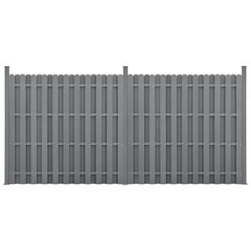 [neu.holz] Kit de 2 Clôtures Barrière Brise Vue Brise Vent Bois Composite (WPC) Gris 185 x 376 cm