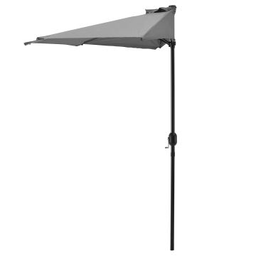 Demi-parasol Eger pour terrasse balcon polyester 300 x 150 x 230 cm gris [casa.pro]