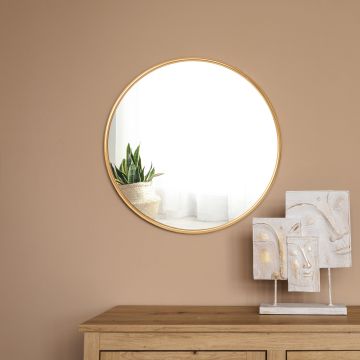 Miroir mural Ordona rond 60 cm doré [en.casa]