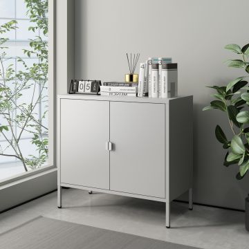 Armoire de bureau Hailuoto acier gris clair [en.casa]