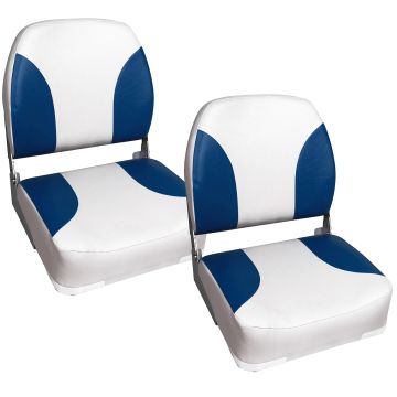 Siège Pilot de Bateau Similicuir Métal Plastique 42x39x51 cm Bleu Blanc [pro.tec]