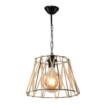 Suspension Harrogate en métal et corde de jute 54 cm E27 [lux.pro] 