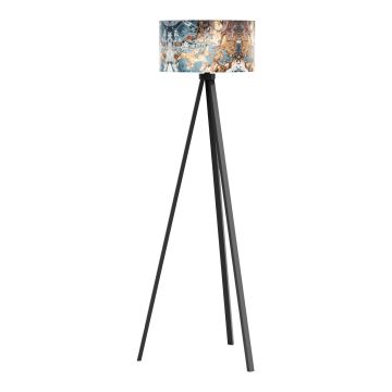 Lampadaire trépied  Royal TunbridgeWells hauteur 140 cm E27 noir motif granit lux.pro