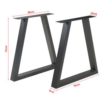 Lot de 2 pieds de table Greiling acier noir [en.casa]