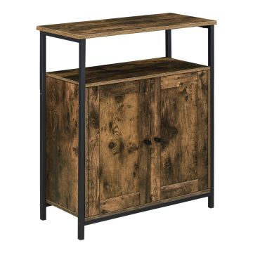 Commode Aremark pour Salon 79 x 60 x 30 cm Noir Effet Bois Foncé [en.casa]