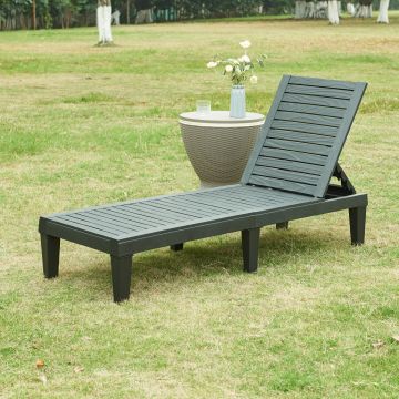 Chaise longue de jardin Ateleta 172 x 58 x 74 cm noir structuré casa.pro