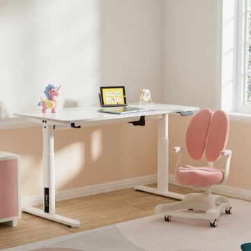 Bureau électrique à hauteur réglable pour enfants Ringe 120 x 60 cm blanc [pro.tec]