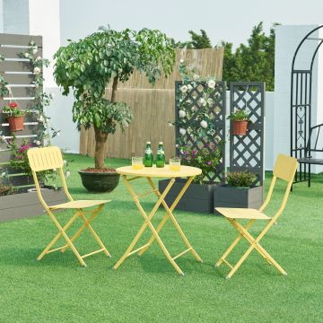 Table de jardin pliante Sande 71 x 62 cm jaune [en.casa]