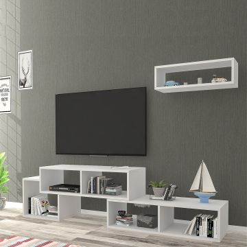 Set de meuble TV et étagère murale Malvik panneau de particules 170 x 30 x 42 cm [en.casa]