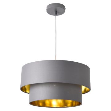 Suspension Lopar E27 60W en Métal et Textile Diamètre 40 cm Gris Doré [lux.pro]