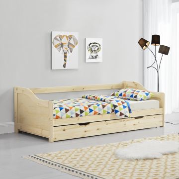 [en.casa] Canapé-lit Convertible pour 2 Personnes Lit Gigogne Canapé Divan Lit d'appoint Structure en Pin Sommier à Lattes en Contreplaqué Plusieurs Couleurs 205x190,5x66cm