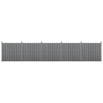 [neu.holz] Kit de 5 Clôtures Barrière Brise Vue Brise Vent Bois Composite (WPC) Gris 185 x 932 cm