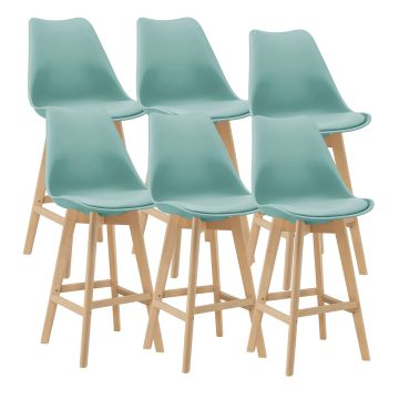 Lot de 6 Tabourets de Bar Lublin Plastique Similicuir Hêtre 105x48x58 cm plusieurs couleurs [en.casa]