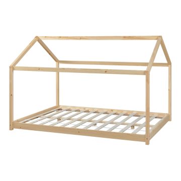 Lit cabane pour enfant Cerro bois de pin contreplaqué 140 x 200 cm naturel [en.casa]