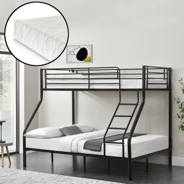 [neu.haus] Lit superposé en Métal avec 2 Matelas Armature Massive pour 3 personnes 210cm x 147,5cm x 168cm