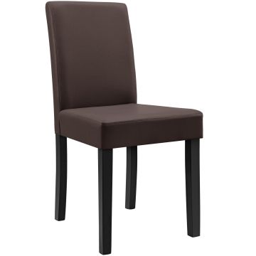 Kit de 2 Chaises Bois Massif Housse en Similicuir 90x42x48 cm Marron Noir [en.casa] 