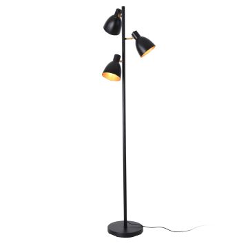 Lampadaire Witney avec 3 douilles E14 métal hauteur 154 cm noir or lux.pro