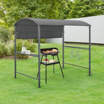 Tonnelle de Barbecue Pyrgos 215 x 220 x 140 cm Anthracite Gris Foncé [en.casa]