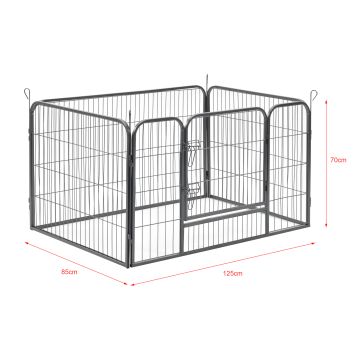 Enclos Parc pour Animaux avec Porte 125 x 85 x 70 cm Acier Argenté [pro.tec]