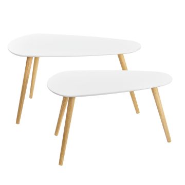 Lot de 2 Tables Basses Langesund Tailles Différentes  MDF Pin [en.casa]