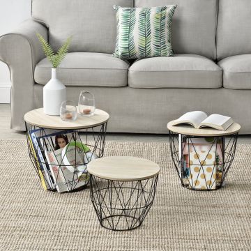 Set de 3 Paniers Tables Gigognes Padua Plusieurs Tailles [en.casa]