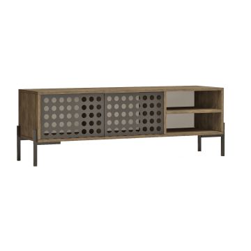 Meuble TV Lemi à 2 portes 49 x 144 x 40 cm chêne gris / anthracite [en.casa]