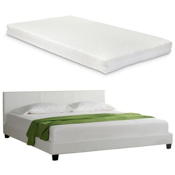 Corium sommier tapissier avec matelas (140 / 160 / 180 / 200x200cm)(7 couleurs)(mousse froide) - avec cuir-synthétique / housse cuir-synthétique / modèrne / avec  sommier à lattes /