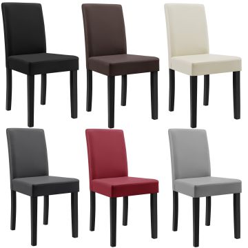 Kit de 6 Chaises Bois Cuir-synthétique 90x42x48 cm (éligible 6 couleurs) [en.casa] 