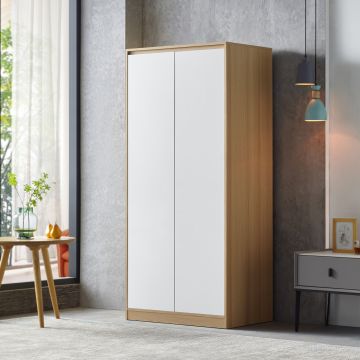 Armoire de chambre Bastheim avec 4 étagères MDF 176 x 80 x 52 cm effet chêne blanc [en.casa]