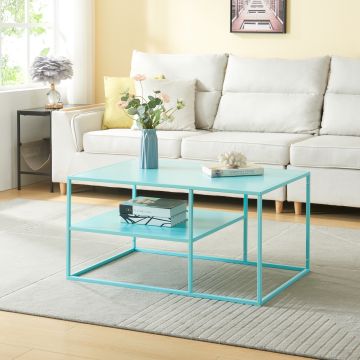 Table basse Solund du Salon Rectangulaire 45 x 90 x 60 cm bleu menthe [en.casa]