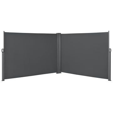 Double Brise-vue Métal et Polyester Gris 160 x (2 x 300) cm [pro.tec] 