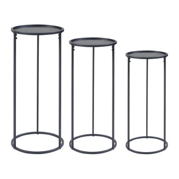 Set de 3 porte-plantes Nesodden de tailles variées métal noir [en.casa]