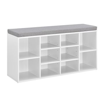 [en.casa] Meuble à Chaussures Armoire Rangement MDF Polyester Blanc Gris 103 x 30 x 48 cm