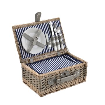 Panier de pique-nique pour 2 personnes blanc bleu [casa.pro]