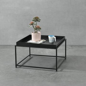 Table Basse avec Plateau Amovible Lipizza 36 x 59 x 59 cm Noir Mat [en.casa]