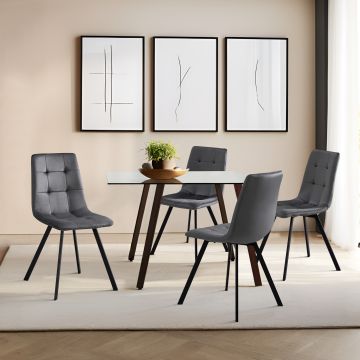 Lot de 4 chaises de salle à manger Lexnitz gris foncé noir [en.casa]