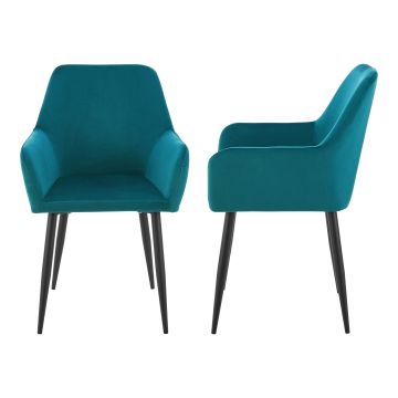 Lot de 2 chaises de salle à manger Hollola 86 x 57 x 56 cm bleu turquoise [en.casa]