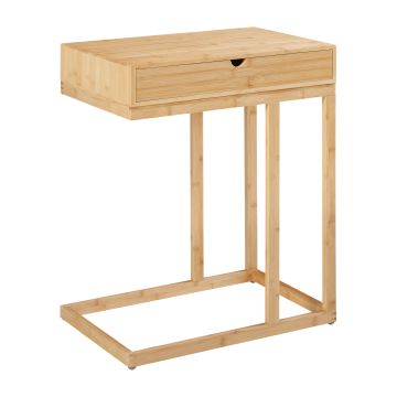 Table pour ordinateur portable Kåfjord avec tiroir bambou 68 x 55 x 35 cm naturel [en.casa]