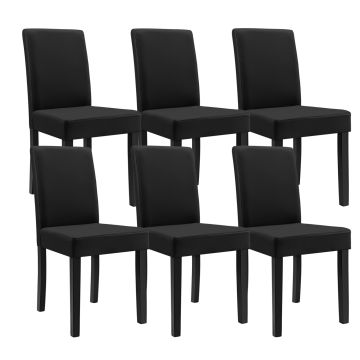 Kit de 6 Chaises Bois Cuir-synthétique 90x42x48 cm noir [en.casa] 