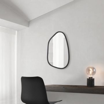 Miroir mural Filiano asymétrique 80 x 58 cm noir mat [en.casa]