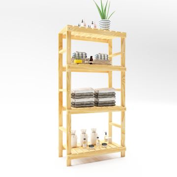 Étagère de salle de bain Kinnula bois de pin 120 x 60 x 30 cm naturel [en.casa]