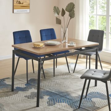 Table de salle à manger Hemnes MDF acier effet chêne noir [en.casa]