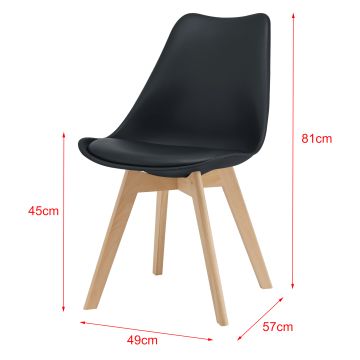 Lot de 4 Chaises de Salle à Manger Fläten Similicuir Hêtre Noir [en.casa]