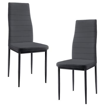 Lot De 2 Chaises De Salle À Manger Similicuir 96 x 43 x 52 cm Gris Foncé [en.casa]