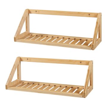 Set de 2 étagères murales Gjerdrum bambou 43 x 15 x 15 cm naturel [en.casa]