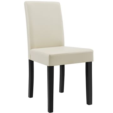 Kit de 6 Chaises Bois Cuir-synthétique 90x42x48 crème - ivoire [en.casa] 