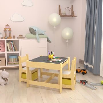 Ensemble table et chaises pour enfants Irixoa avec 2 boîtes de rangement [en.casa]