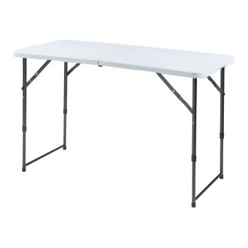 Table de camping pliante Adelfia à hauteur réglable 120 x 60 cm blanc [en.casa]