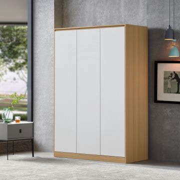 Armoire de chambre Bastheim avec 4 étagères MDF 176 x 120 x 52 cm effet chêne blanc [en.casa]